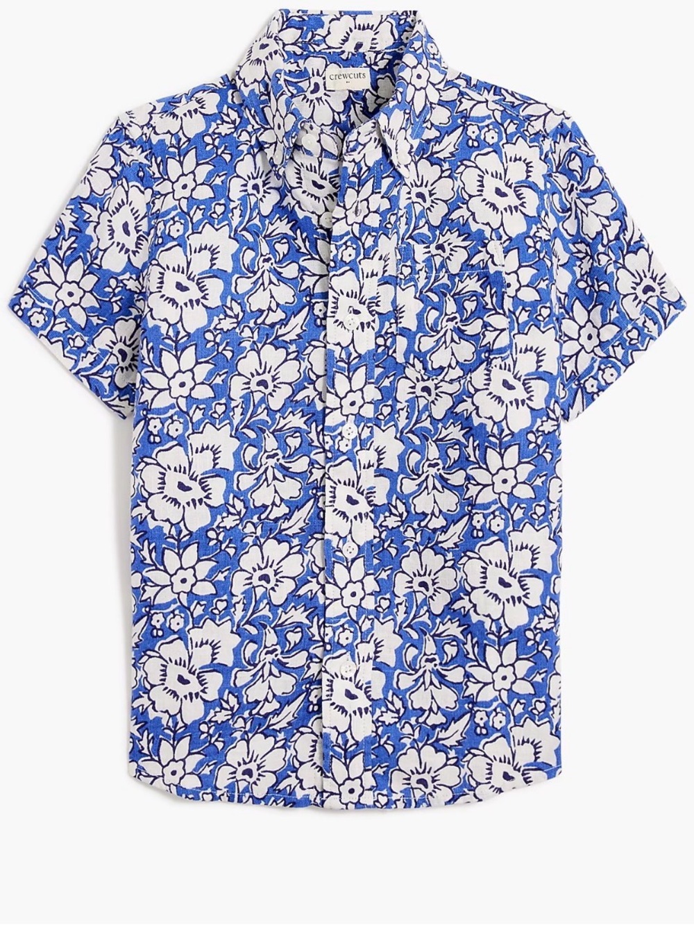 Crewcuts Boys Linen Blend Floral Button Down Shirt Size 4-5